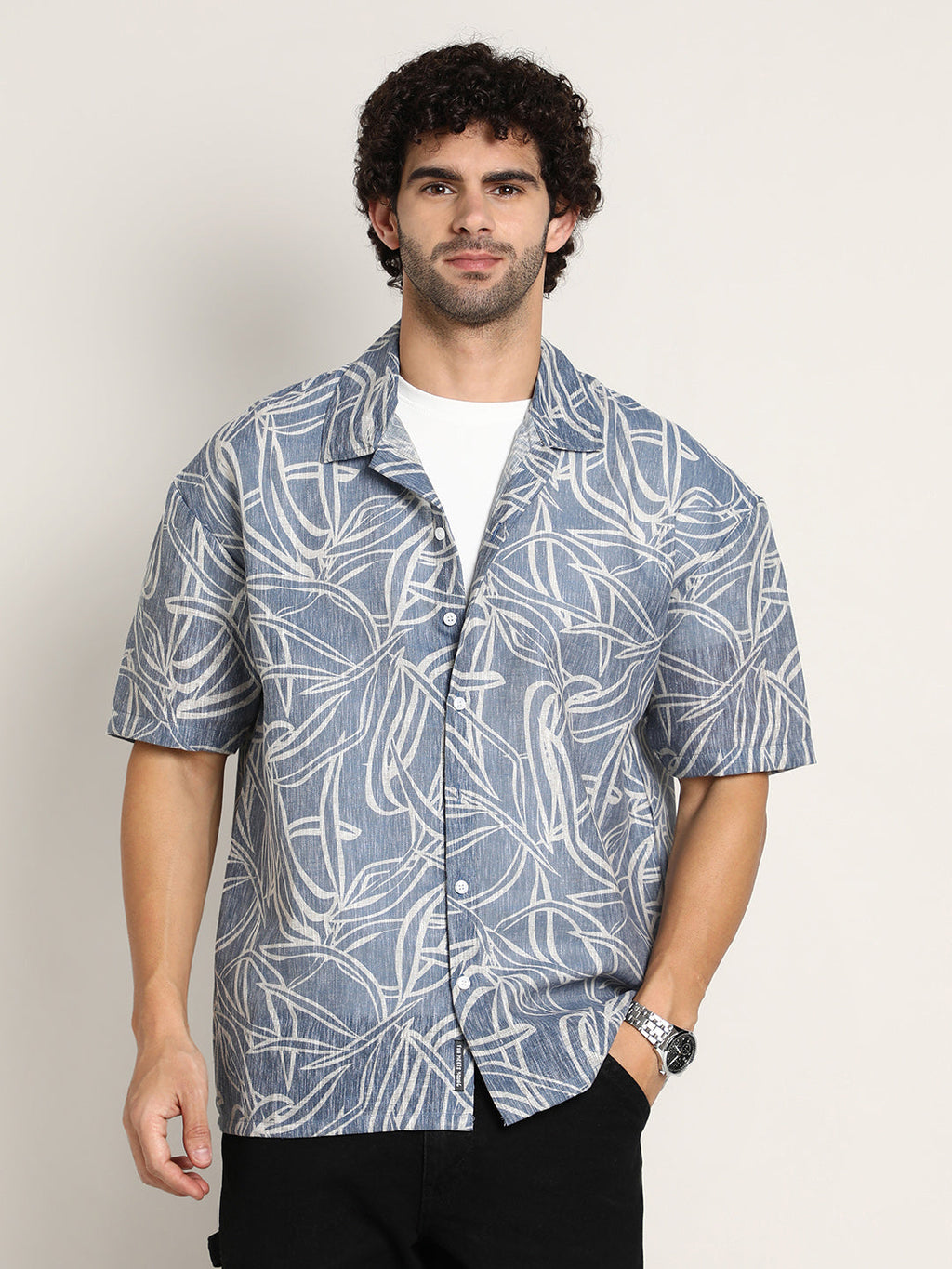 Campus Sutra Vine-Lines Resort Oversized Shirt