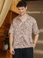 Campus Sutra Zebra Satin Oversized Shirt