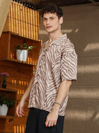 Campus Sutra Zebra Satin Oversized Shirt