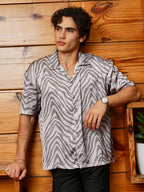 Campus Sutra Zebra Satin Oversized Shirt