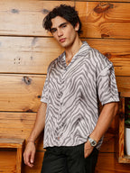 Campus Sutra Zebra Satin Oversized Shirt