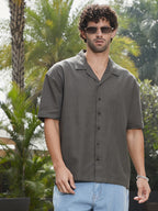 Campus Sutra Solid Resort Oversized Shirt
