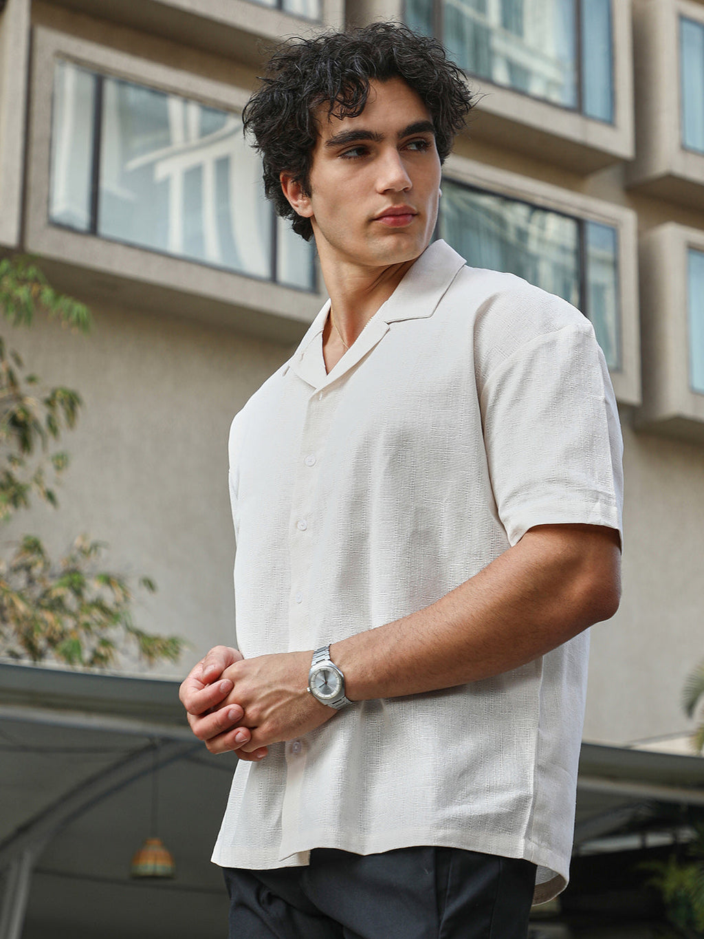 Campus Sutra Solid Resort Overised Shirt