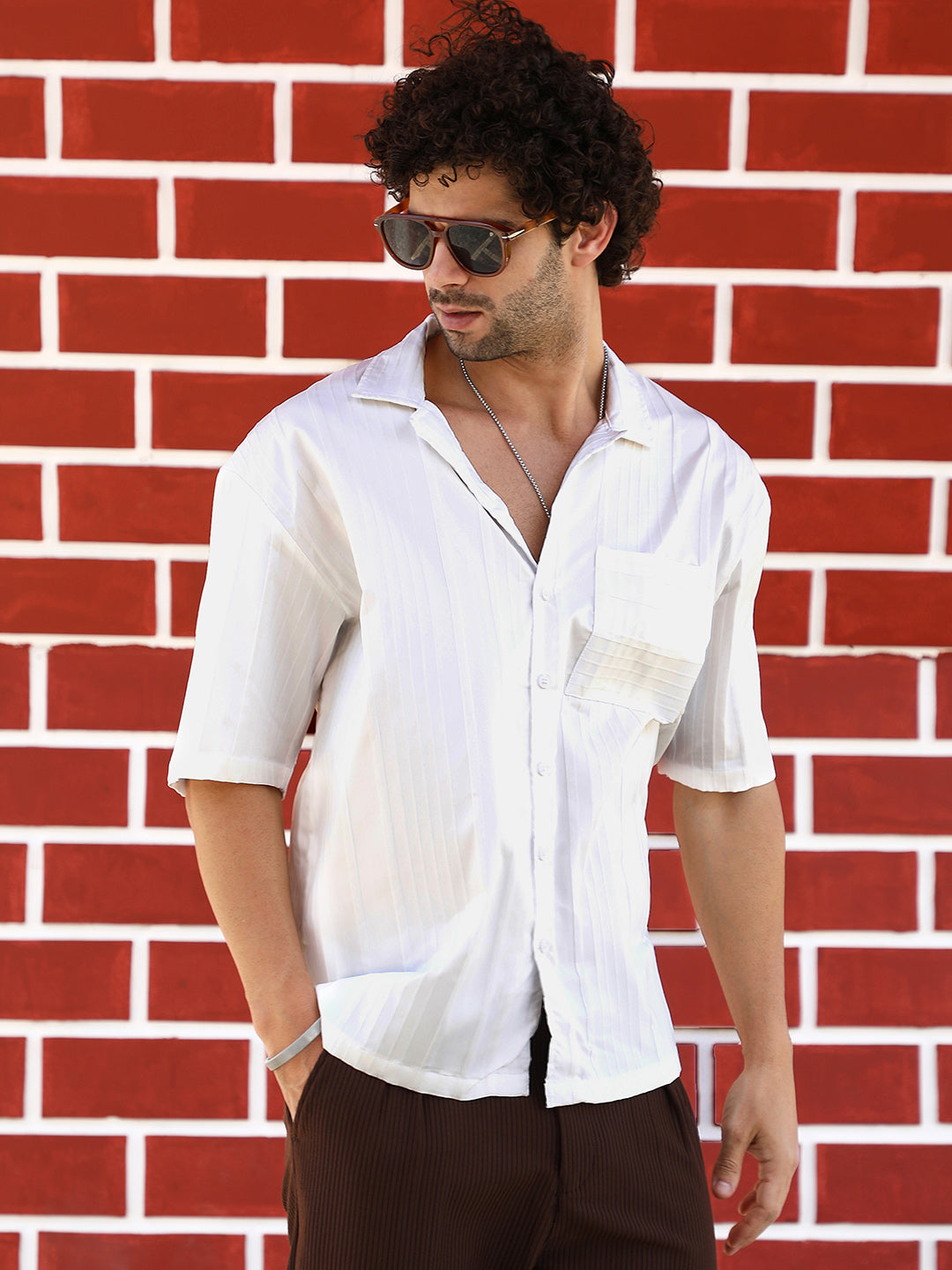 Campus Sutra Unbalanced-Ridge Oversized Shirt