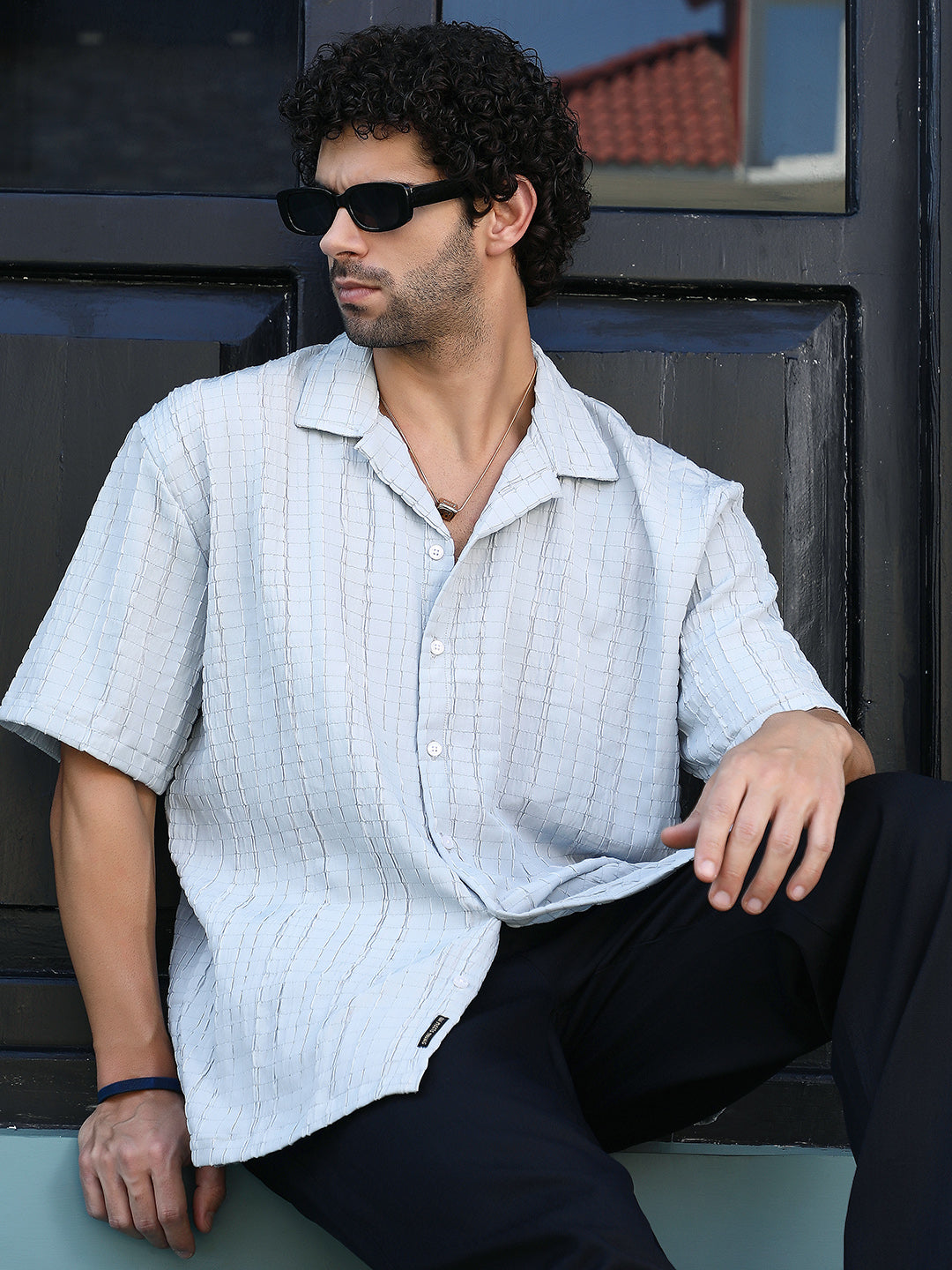 Campus Sutra Crumble-Revival Oversized Shirt