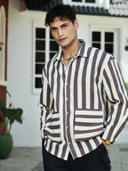 Campus Sutra Candy-Striped Utility Oversized Shirt