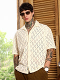 Campus Sutra Argyle-Crochet Resort Shirt