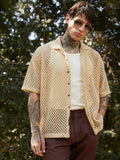 Campus Sutra Open-Knit Resort Oversized Shirt