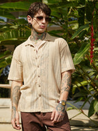 Campus Sutra Ziggy-Knit Oversized Shirt