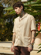 Campus Sutra Ziggy-Knit Oversized Shirt
