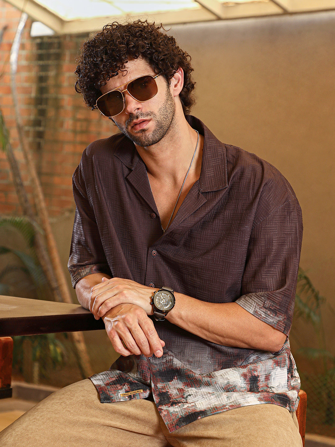 Campus Sutra Abstract-Ombre Oversized Shirt