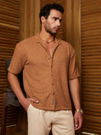 Campus Sutra Tactile-Resort Oversized Shirt