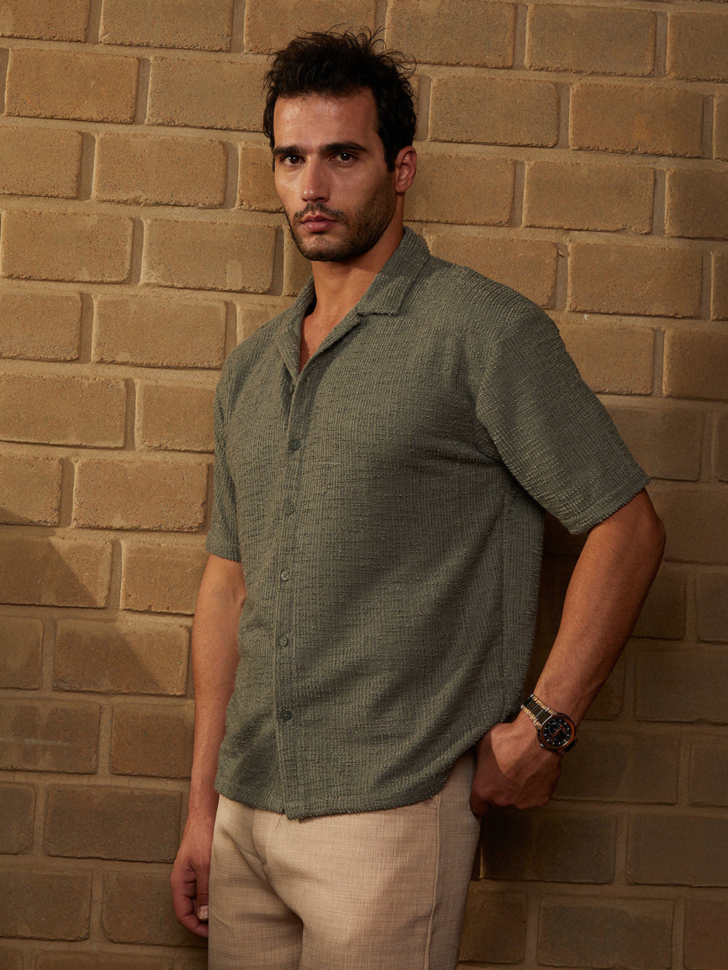 Campus Sutra Tactile-Resort Oversized Shirt