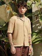 Campus Sutra Oval-Tactile Knit Oversized Shirt