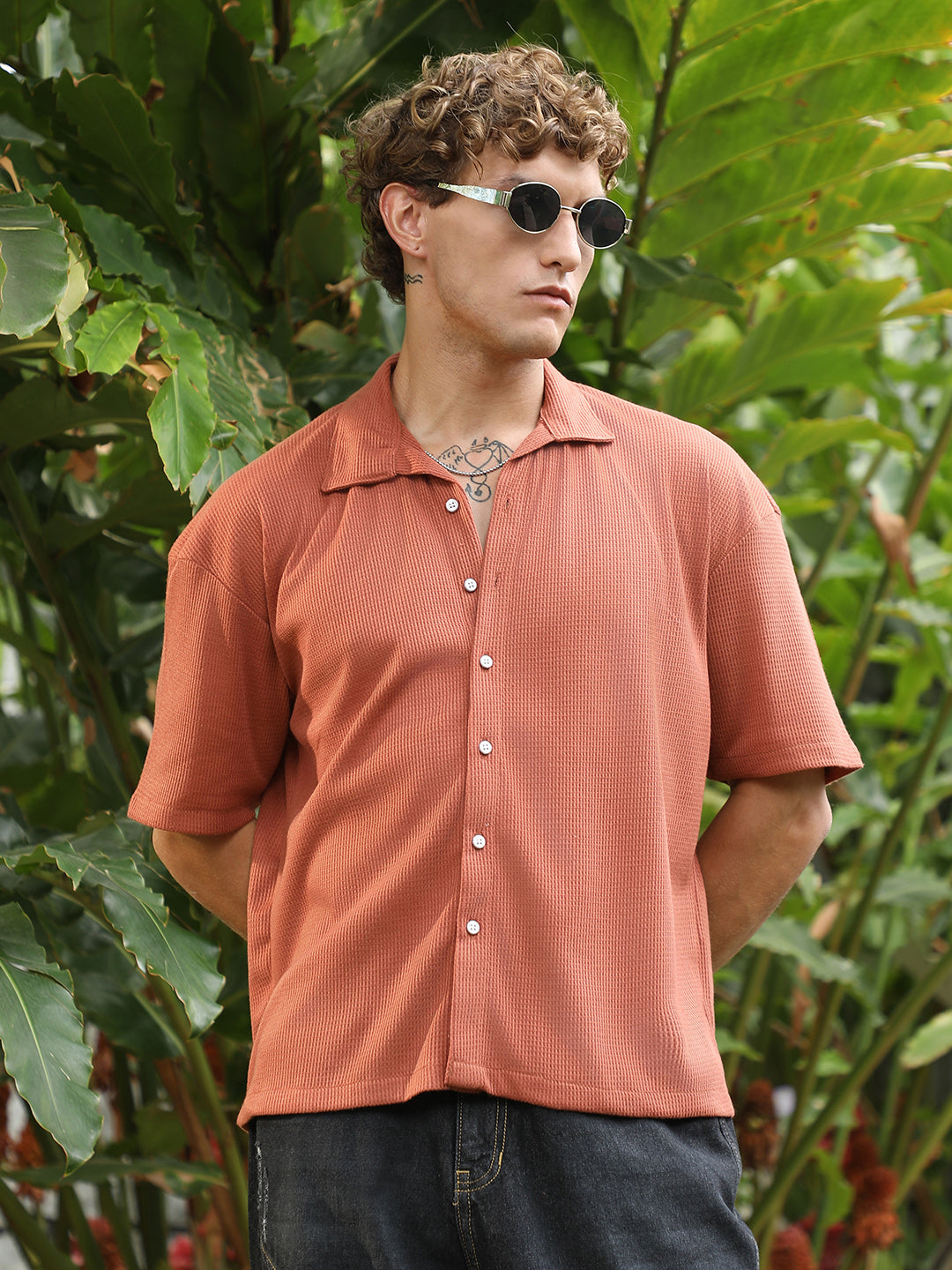 Campus Sutra Waffle-Knit Shirt