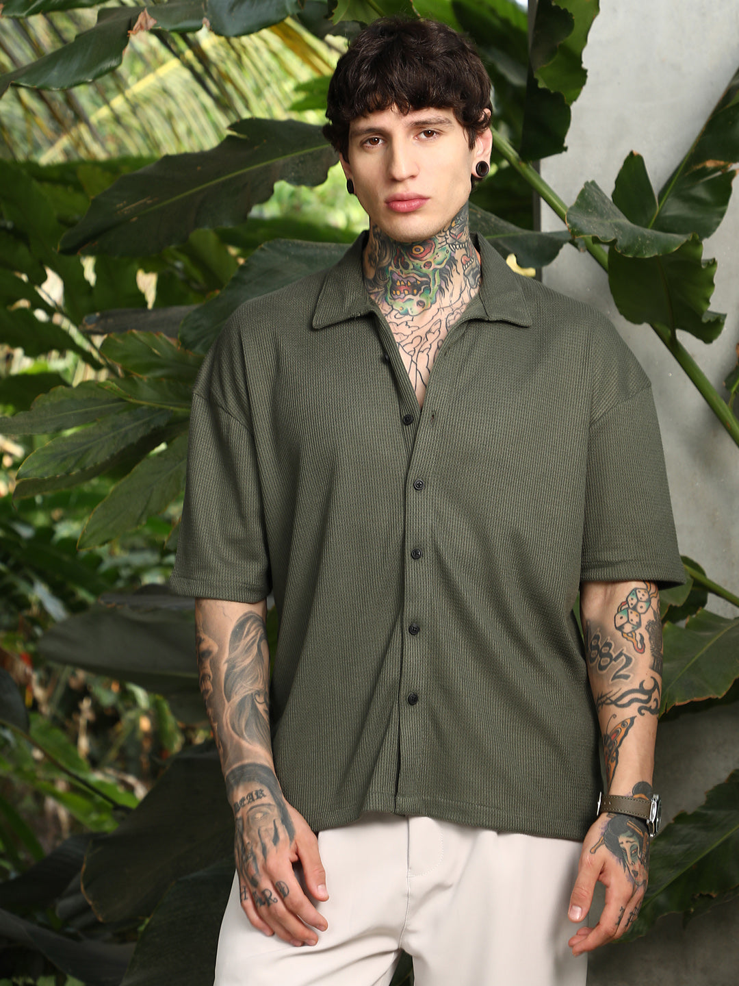 Campus Sutra Waffle-Knit Shirt