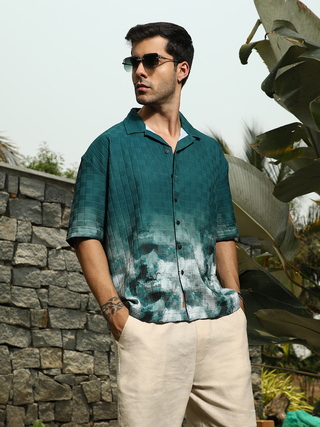 Campus Sutra Abstract-Ombre Oversized Shirt
