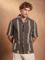 Campus Sutra Ziggy-Weave Oversized Shirt
