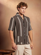 Campus Sutra Ziggy-Weave Oversized Shirt