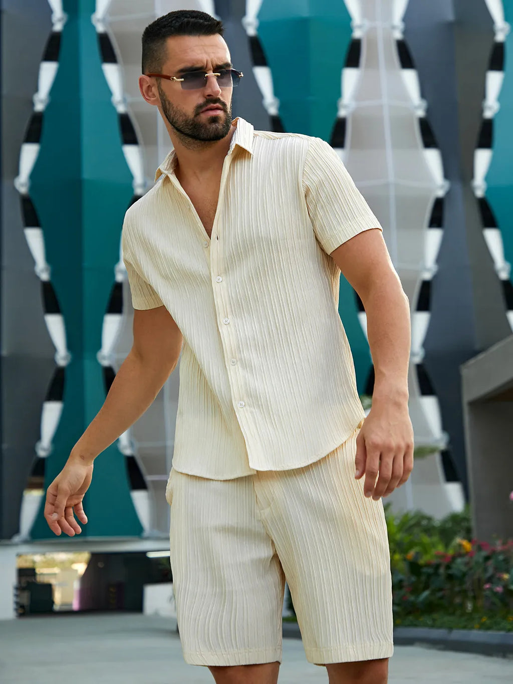 Campus Sutra Self-Design Striped Co-Ord Set