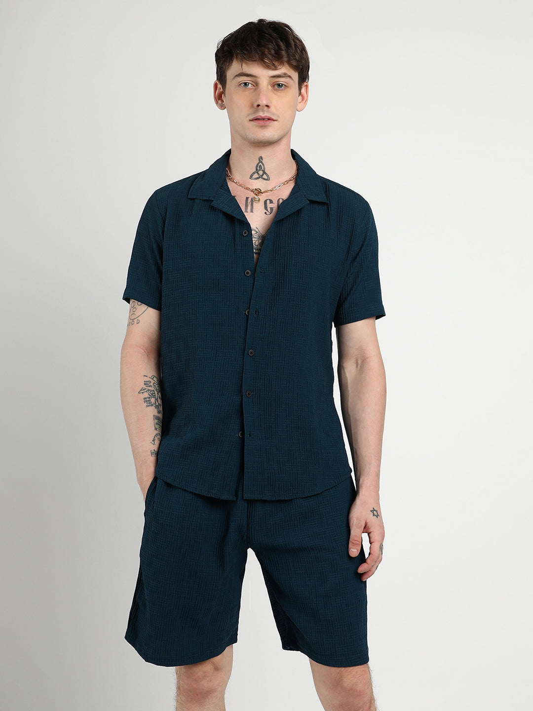 Campus Sutra Textured Interwine Co-Ord Set