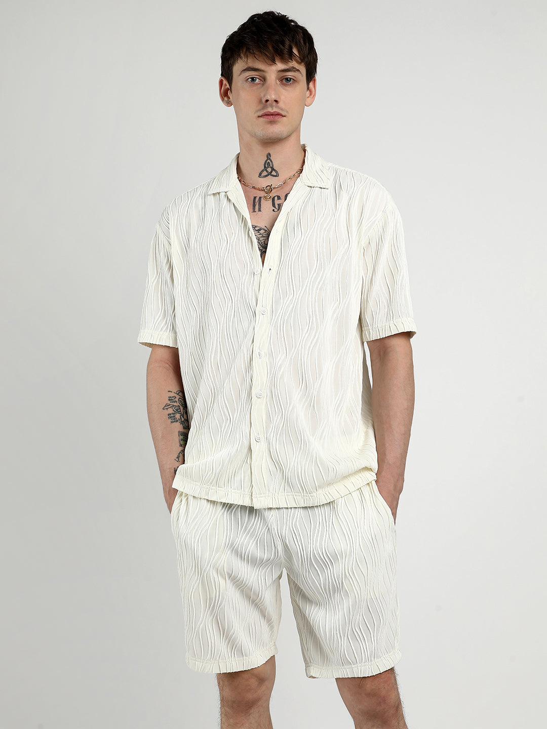 Campus Sutra Self-Design Wave Co-Ord Set