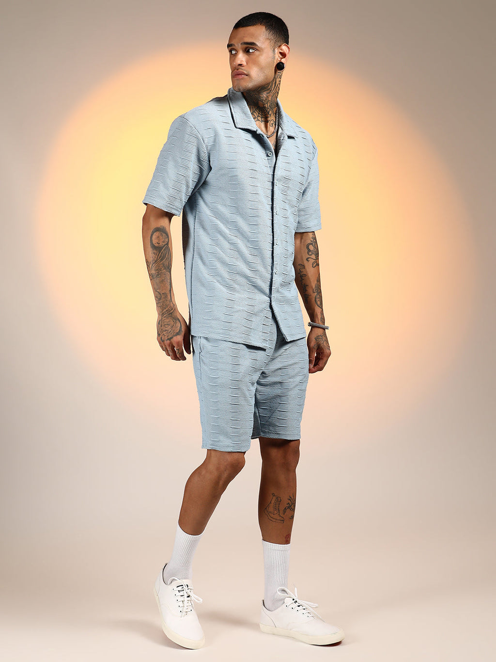 Campus Sutra Ruche-Ribbed Co-Ord Set