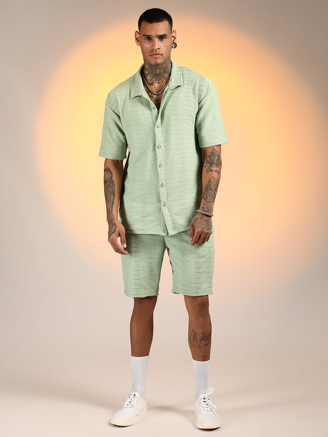 Campus Sutra Ruche-Ribbed Co-Ord Set