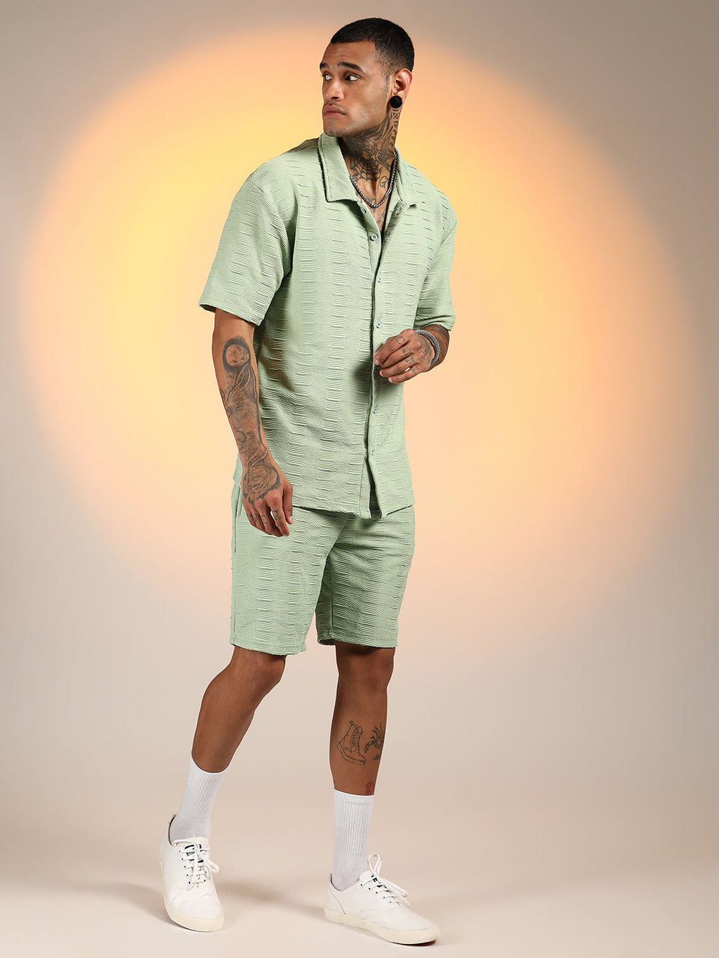 Campus Sutra Ruche-Ribbed Co-Ord Set