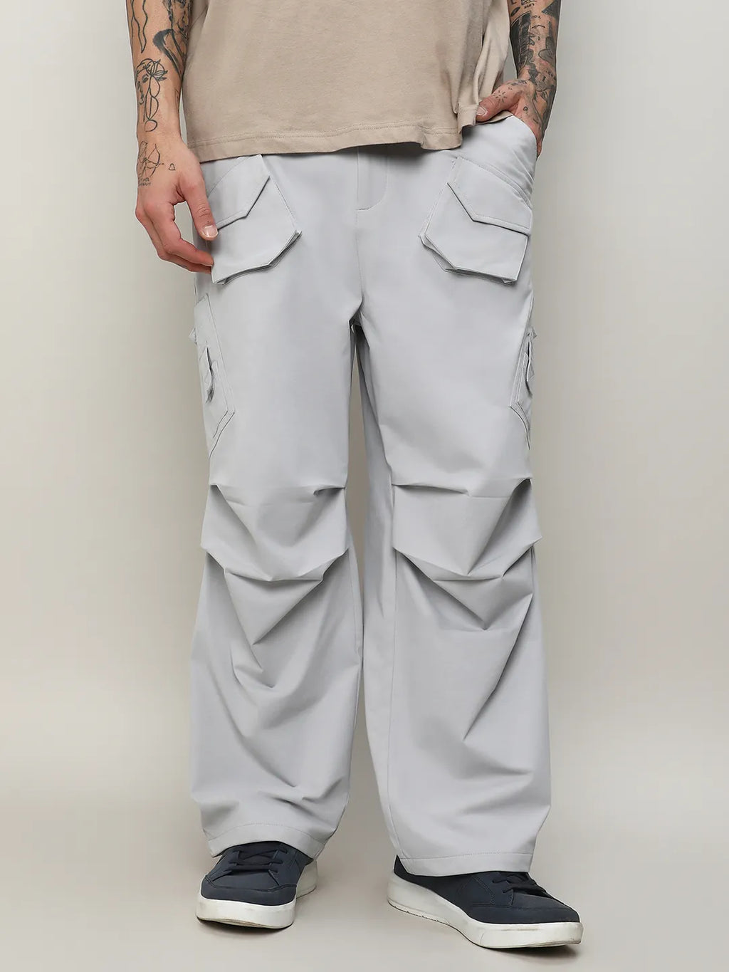 Campus Sutra Asymmetrical Parachute Trousers