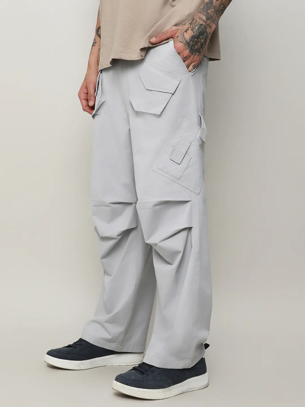Campus Sutra Asymmetrical Parachute Trousers