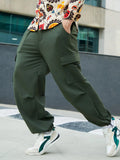 Campus Sutra Solid Cargo Parachute Trousers