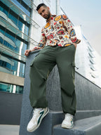 Campus Sutra Solid Cargo Parachute Trousers