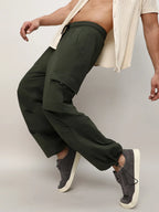 Campus Sutra Solid Cargo Parachute Trousers