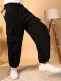 Campus Sutra Solid Cargo Parachute Trousers