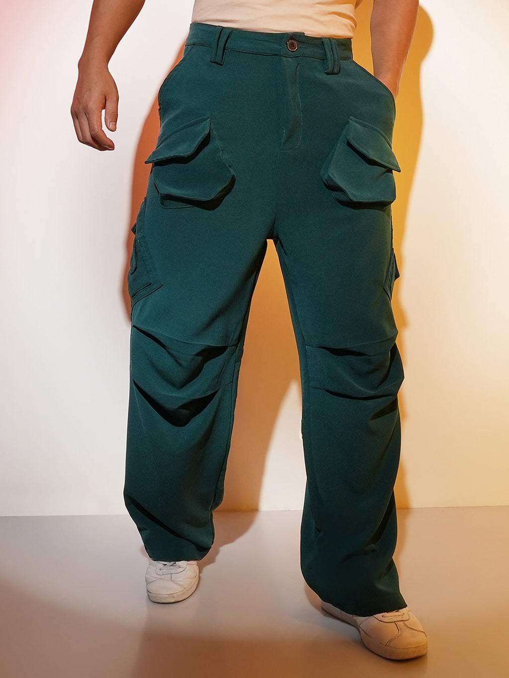Campus Sutra Asymmetrical Parachute Trousers