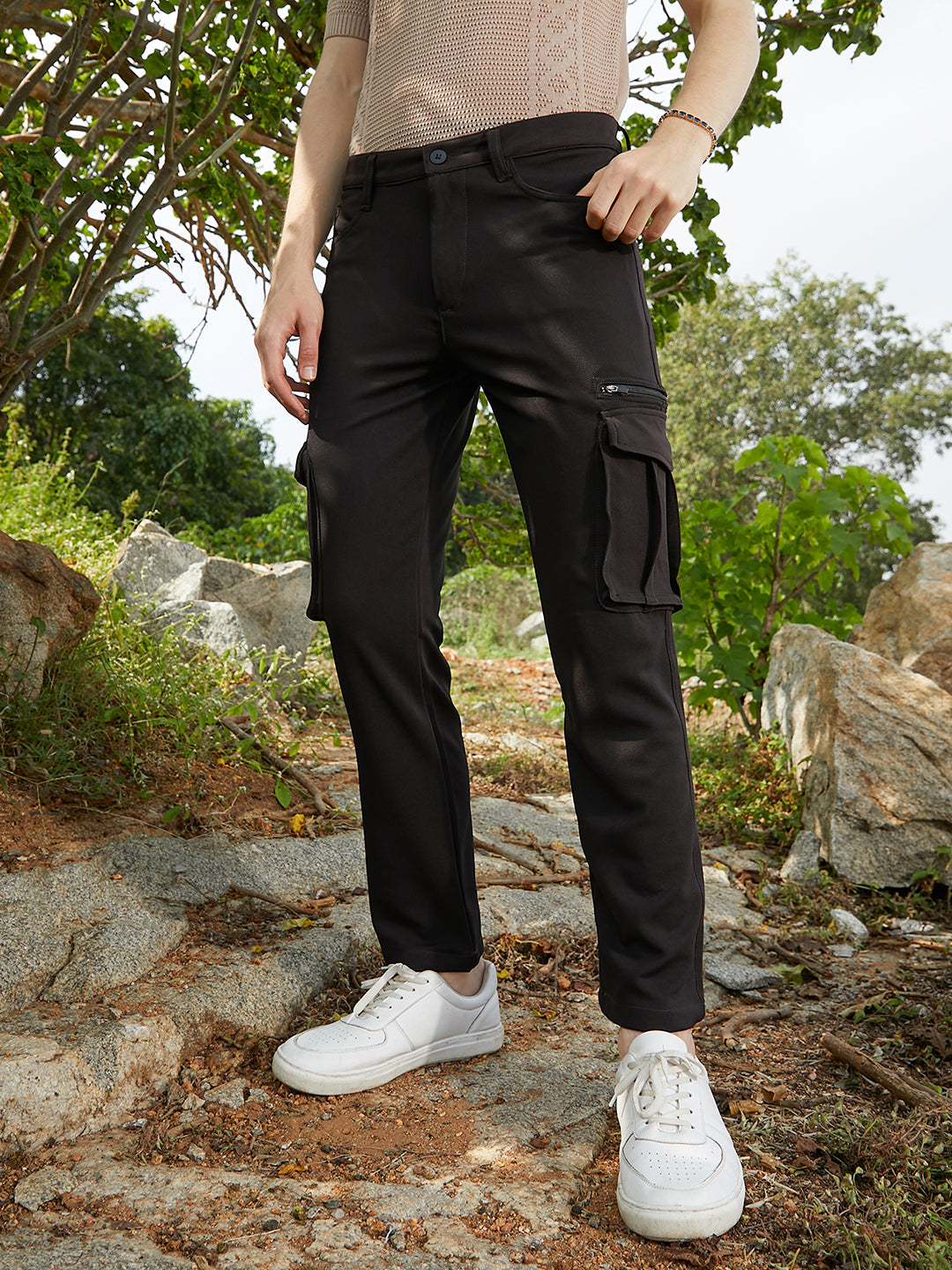Campus Sutra Slim-Fit Utility Trousers