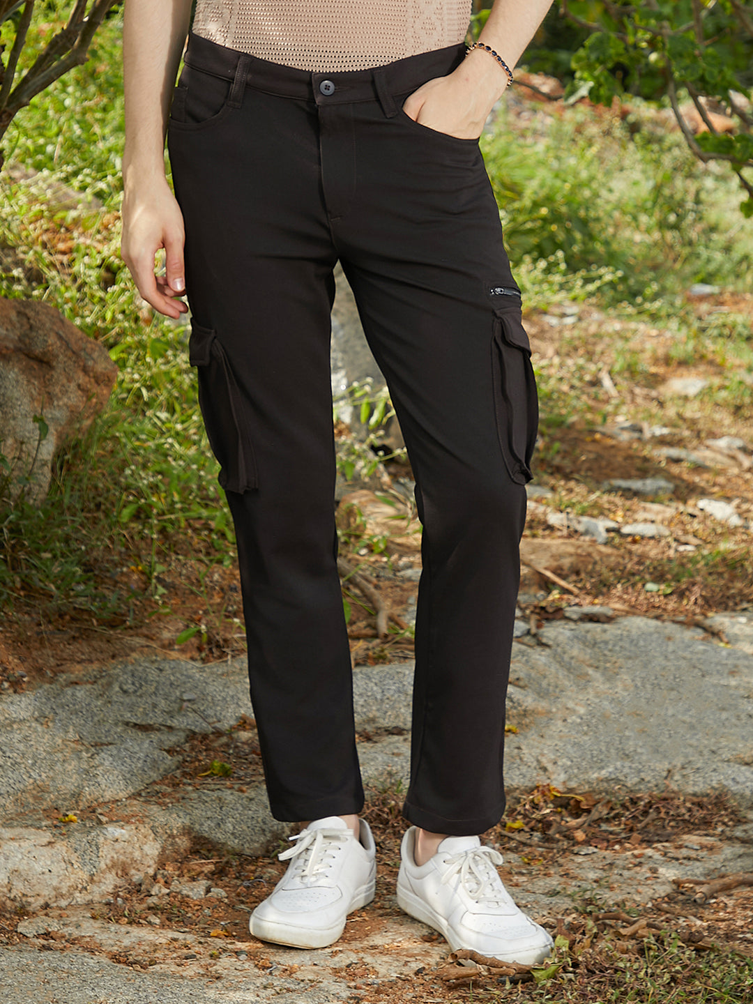 Campus Sutra Slim-Fit Utility Trousers
