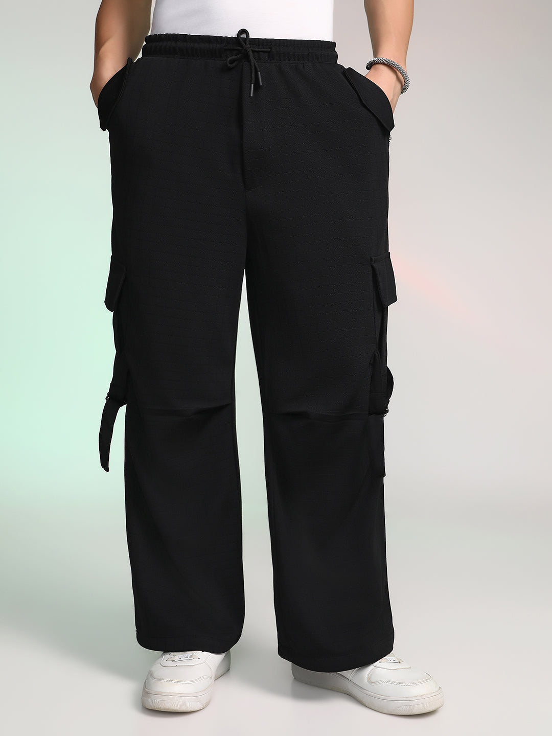 Campus Sutra Textured Modular Utility Trousers