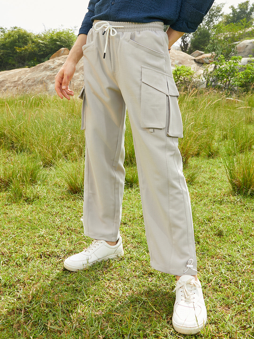 Campus Sutra Lightweight - Straight-Fit Utility Trousers