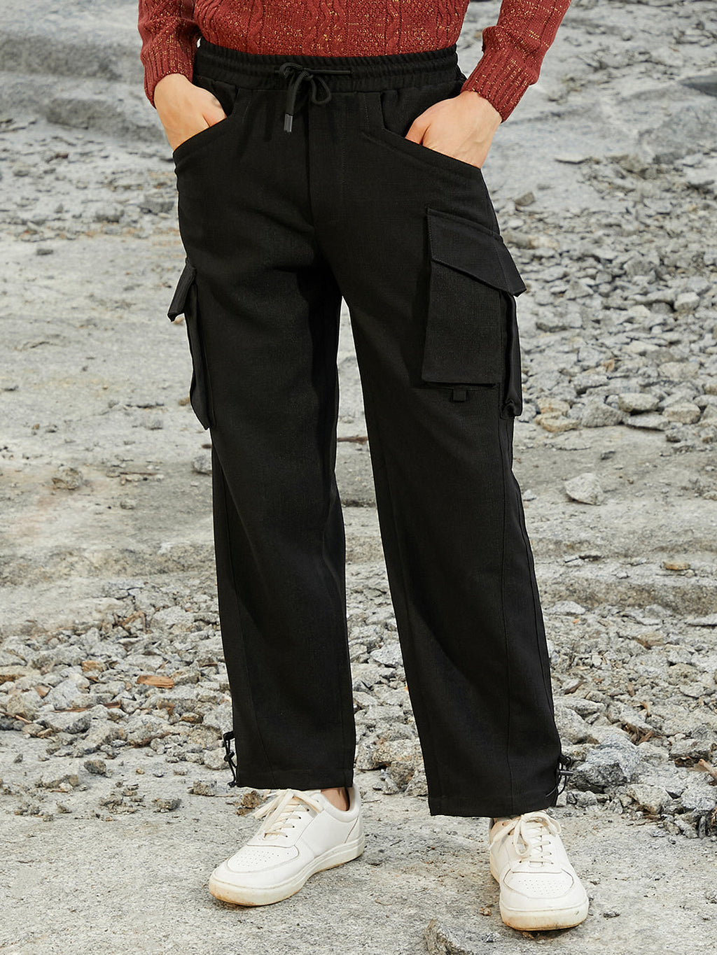 Campus Sutra Straight-Fit Utility Trousers