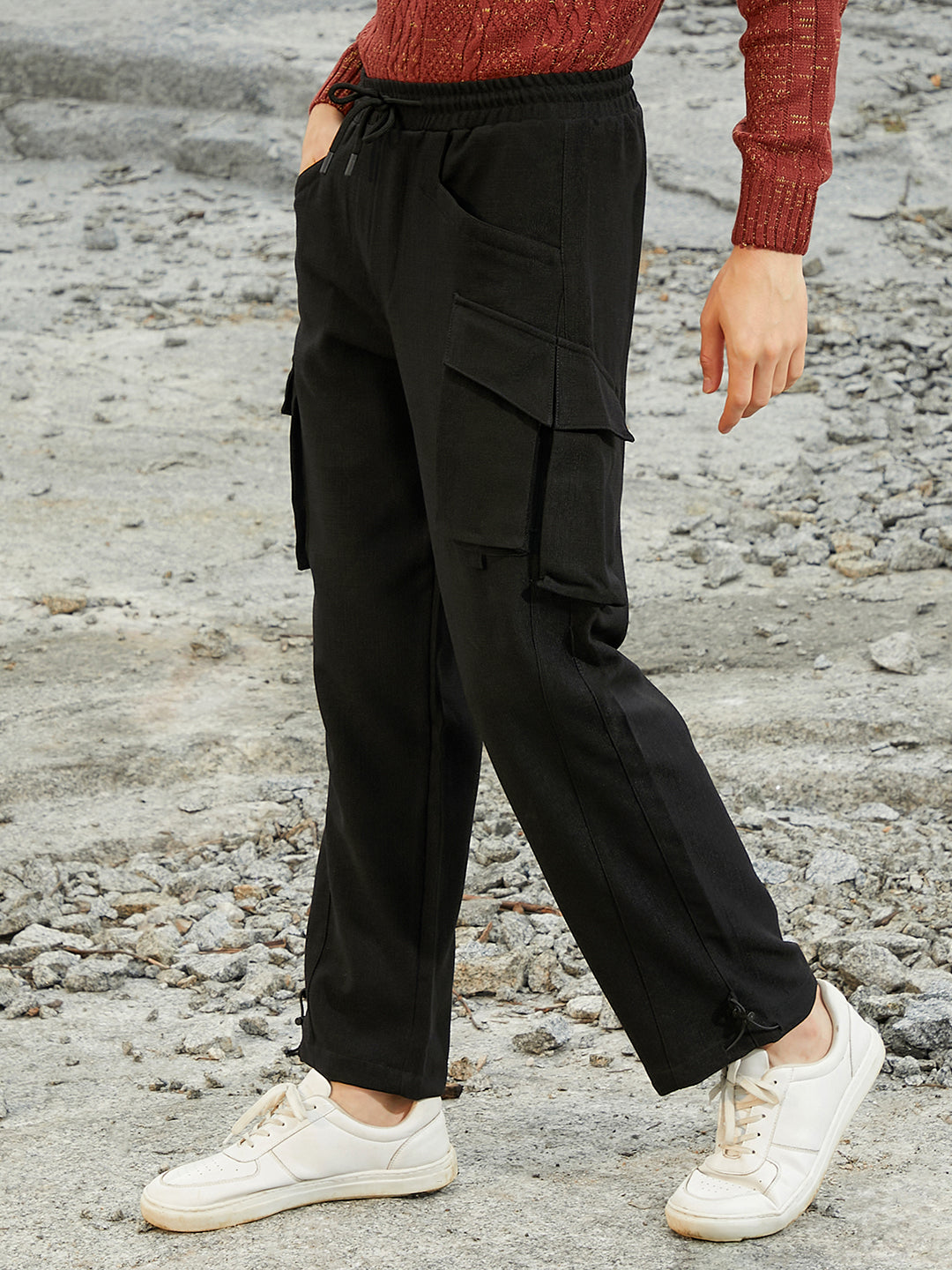 Campus Sutra Straight-Fit Utility Trousers