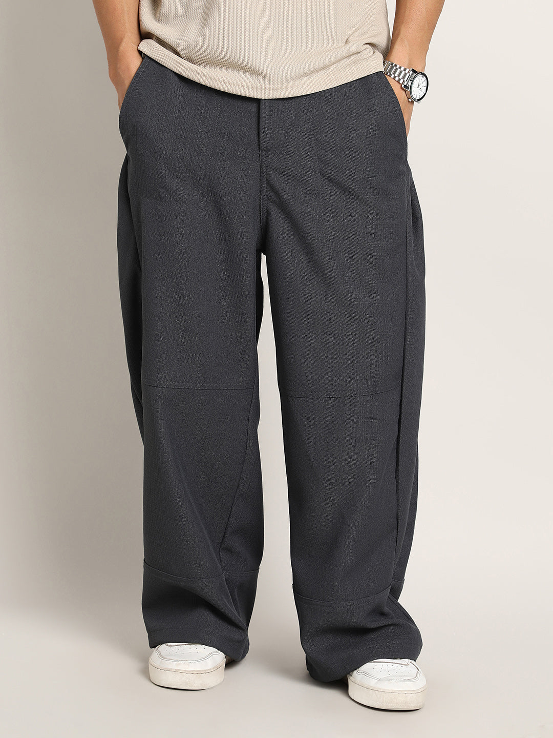 Campus Sutra Lightweight - Panelled Baggy Cargo Trousers