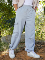 Campus Sutra Solid Parachute Cargo Pants