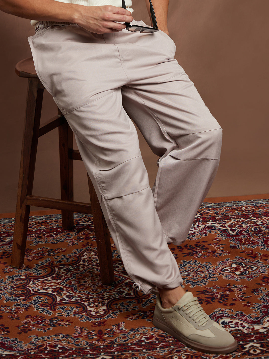 Campus Sutra Panelled Parachute Trousers