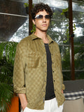 Campus Sutra Cubic Velvet Utility Shacket