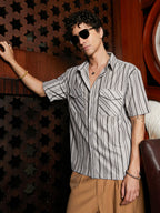 Campus Sutra Multitrack-Striped Utility Shacket