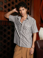Campus Sutra Multitrack-Striped Utility Shacket