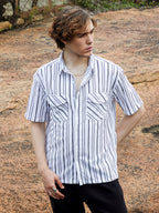 Campus Sutra Halo-Striped Utility Shacket