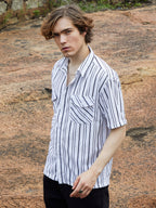 Campus Sutra Halo-Striped Utility Shacket